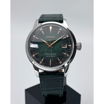 Custom Seiko Mod • Green Rose Diamond Sakura Silver Presage • 40.5mm